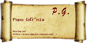 Popu Génia névjegykártya
